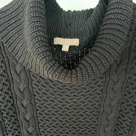 NWT Lilla P Cable Knit Poncho Sweater - Picture 2 of 5